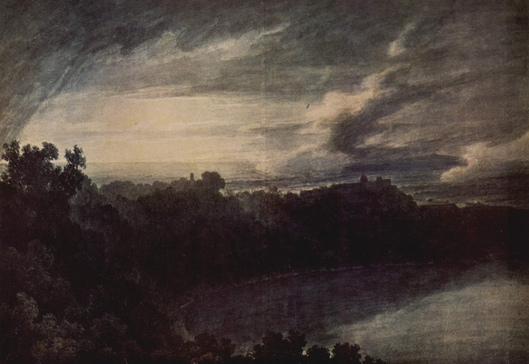 Cozens--Lake-of-Albano-and-Castle-Gandolfo-at-sunset